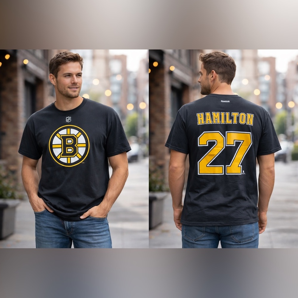Reebok Boston Bruins Hamilton #27 T-Shirt Men’s 2XL Black NHL Hockey Tee